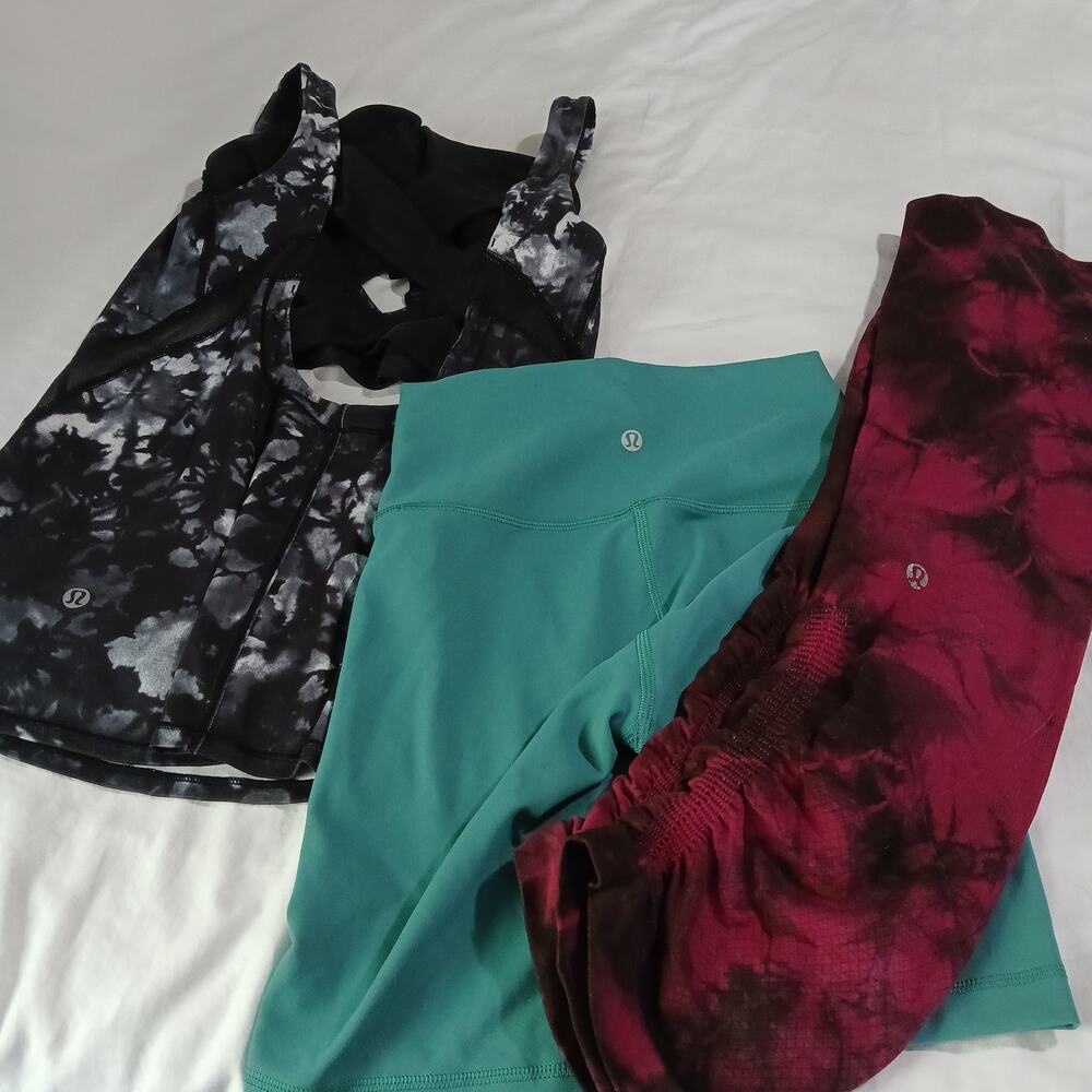 LULULEMON Women's 3-piece bundle Top/Leggings/Shorts all small-ish (see photos)